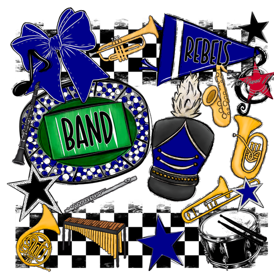 Rebels Checkers Band Spirit Design-Blue