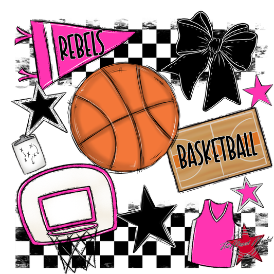 Rebels Checkers Basketball Spirit Design-Pink