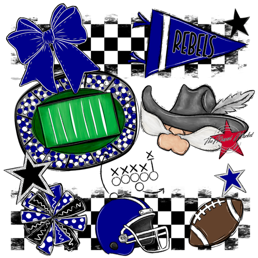 Rebels Checkers Mascot Spirit Design-Blue