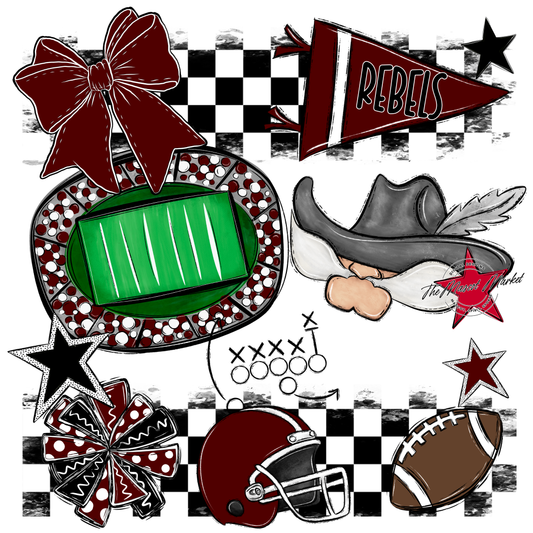 Rebels Checkers Mascot Spirit Design-Maroon