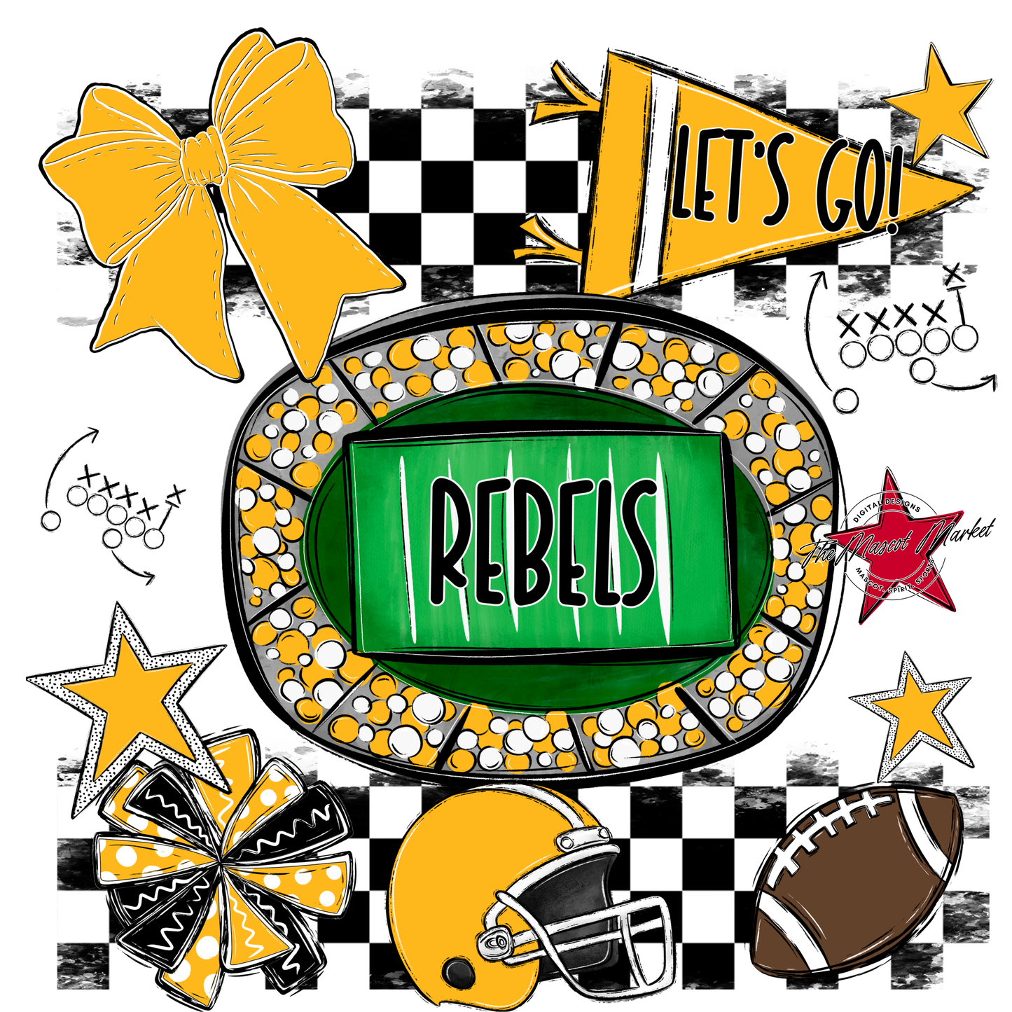 Rebels Checkers Spirit Design-Yellow