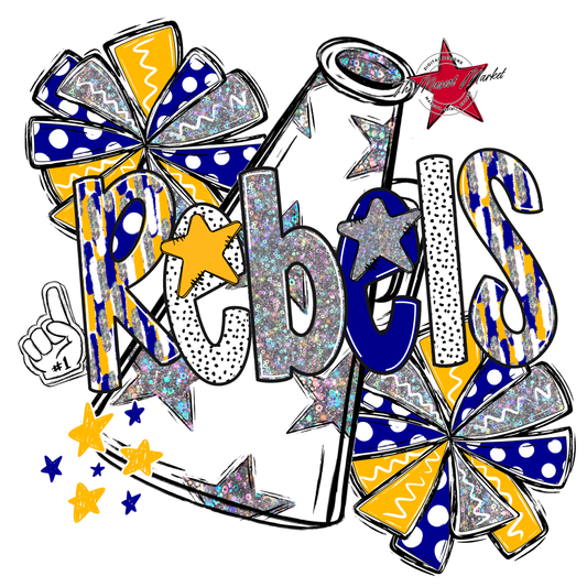 Rebels Cheer Megaphone Scrape-Blue-Yellow