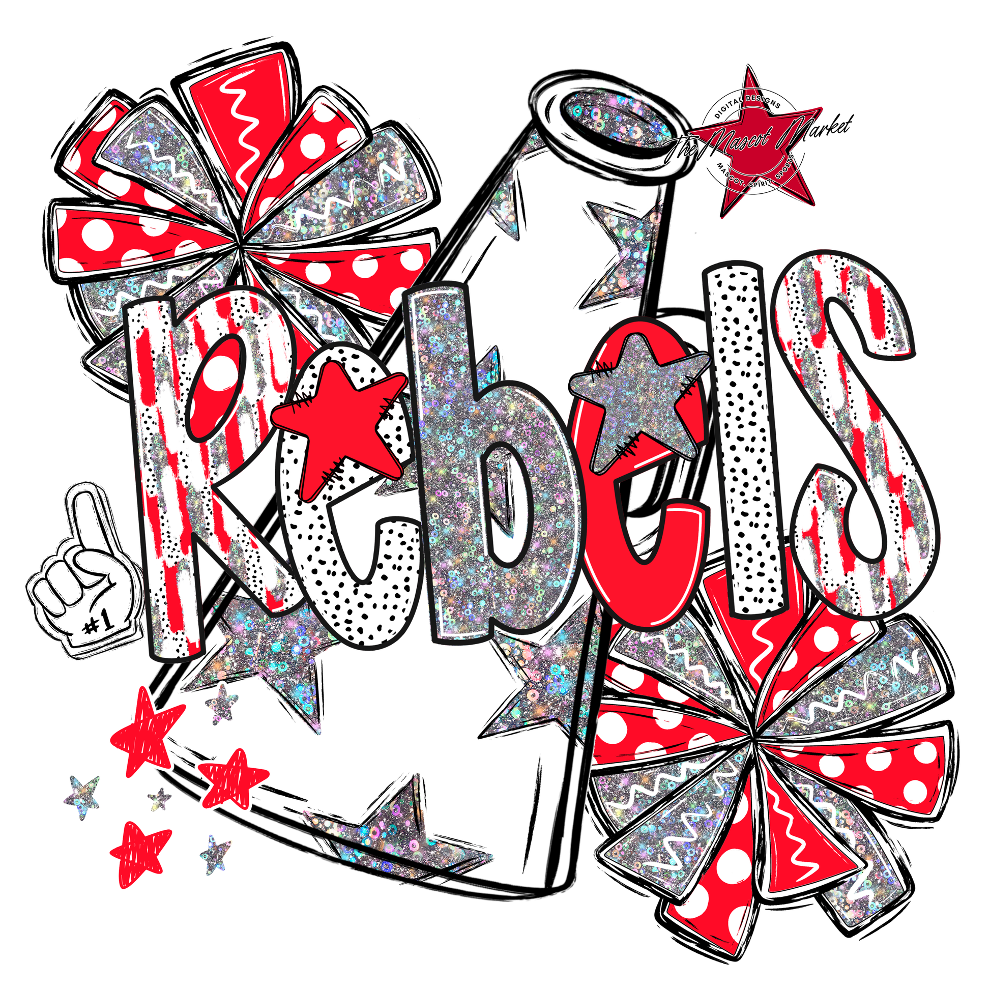Rebels Cheer Megaphone Scrape-Bright Red