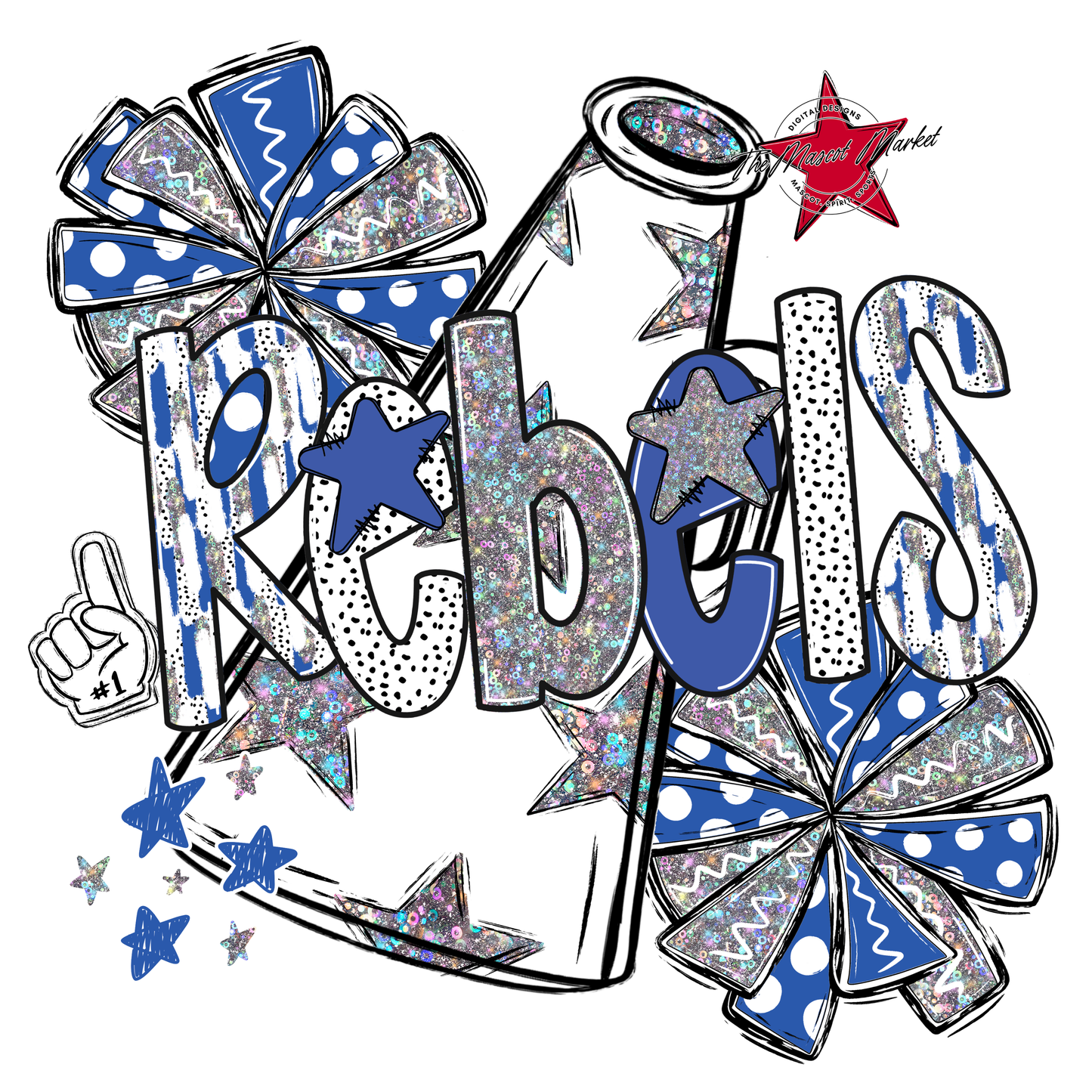 Rebels Cheer Megaphone Scrape-Off Blue