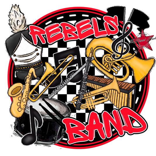Rebels Circle Band Design-Bright Red