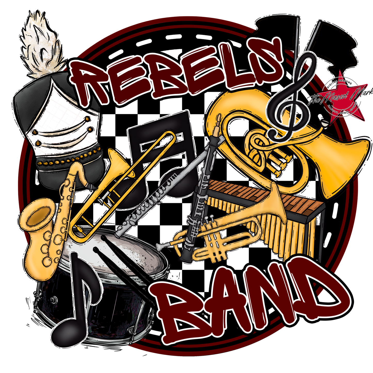 Rebels Circle Band Design-Maroon