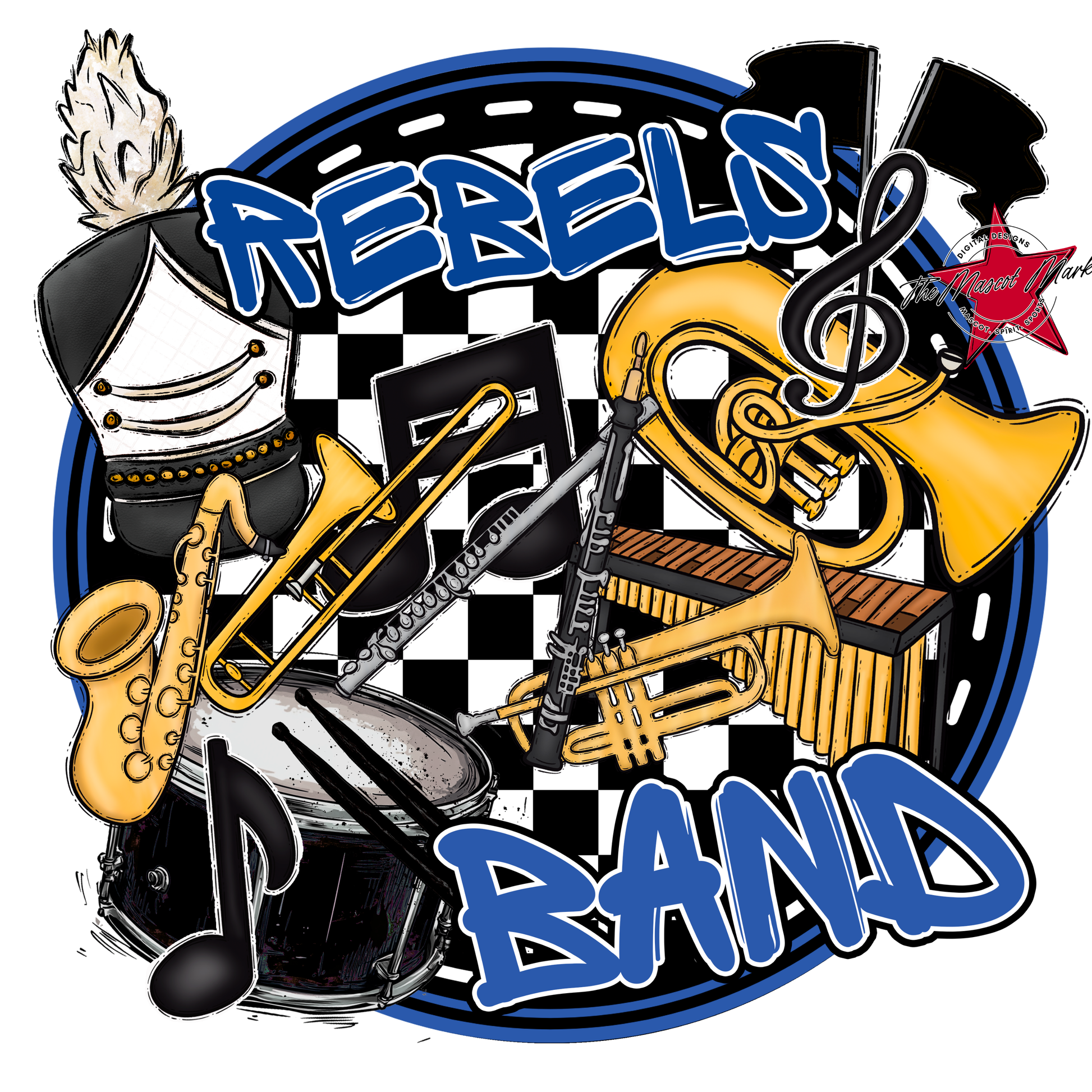 Rebels Circle Band Design-Off Blue