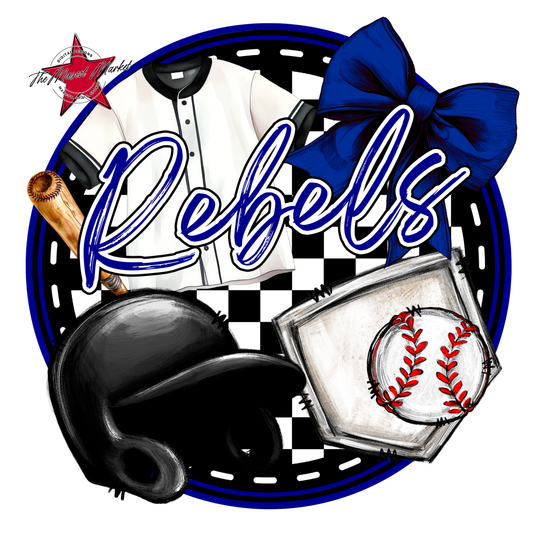 Rebels Circle Baseball Design-Blue