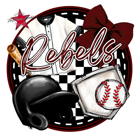 Rebels Circle Baseball Design-Maroon
