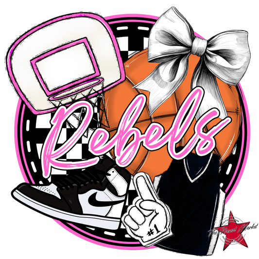 Rebels Circle Basketball Design-Baby Pink