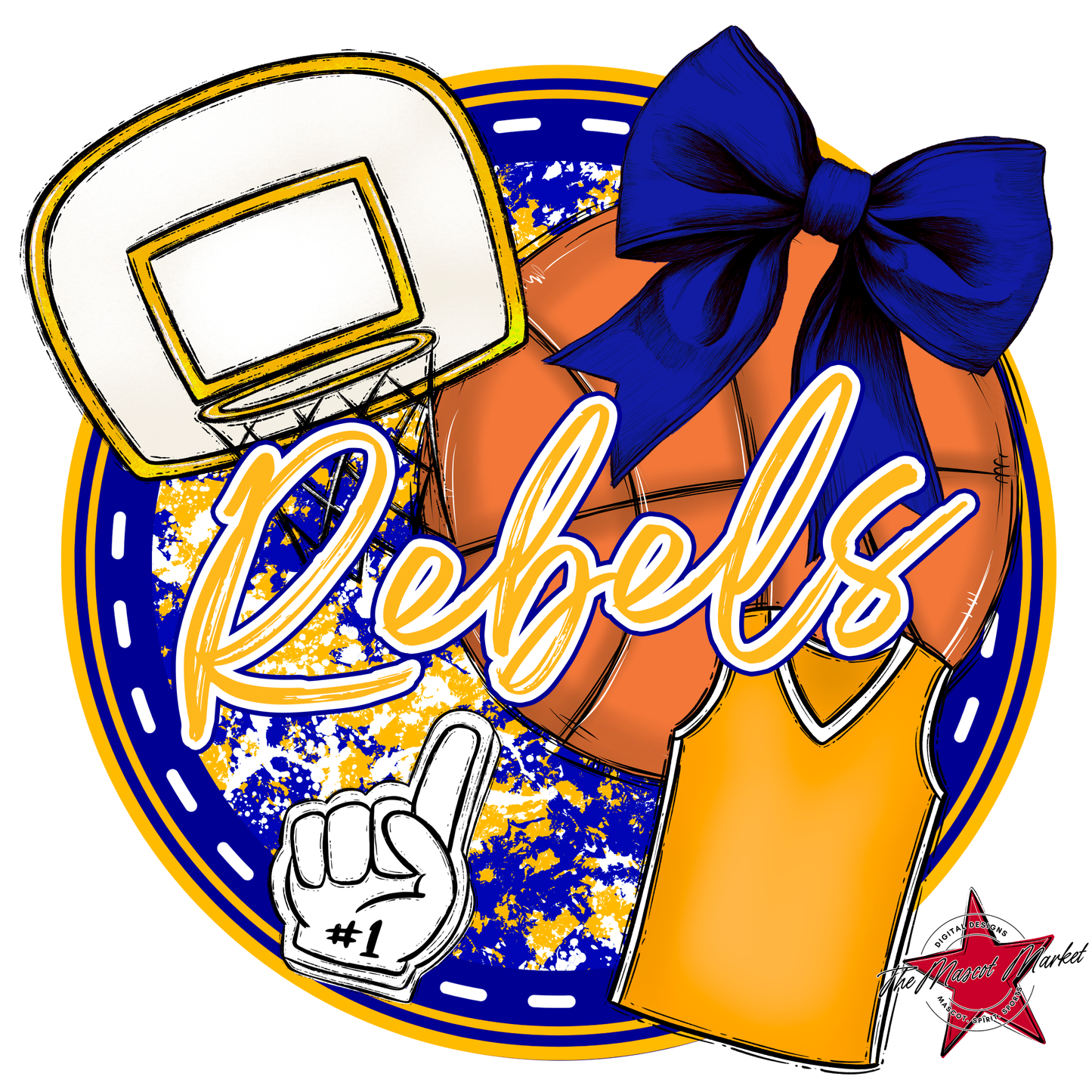 Rebels Circle Basketball Design-Blue-Yellow