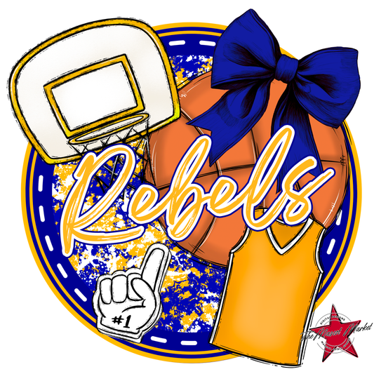 Rebels Circle Basketball Design-Blue-Yellow