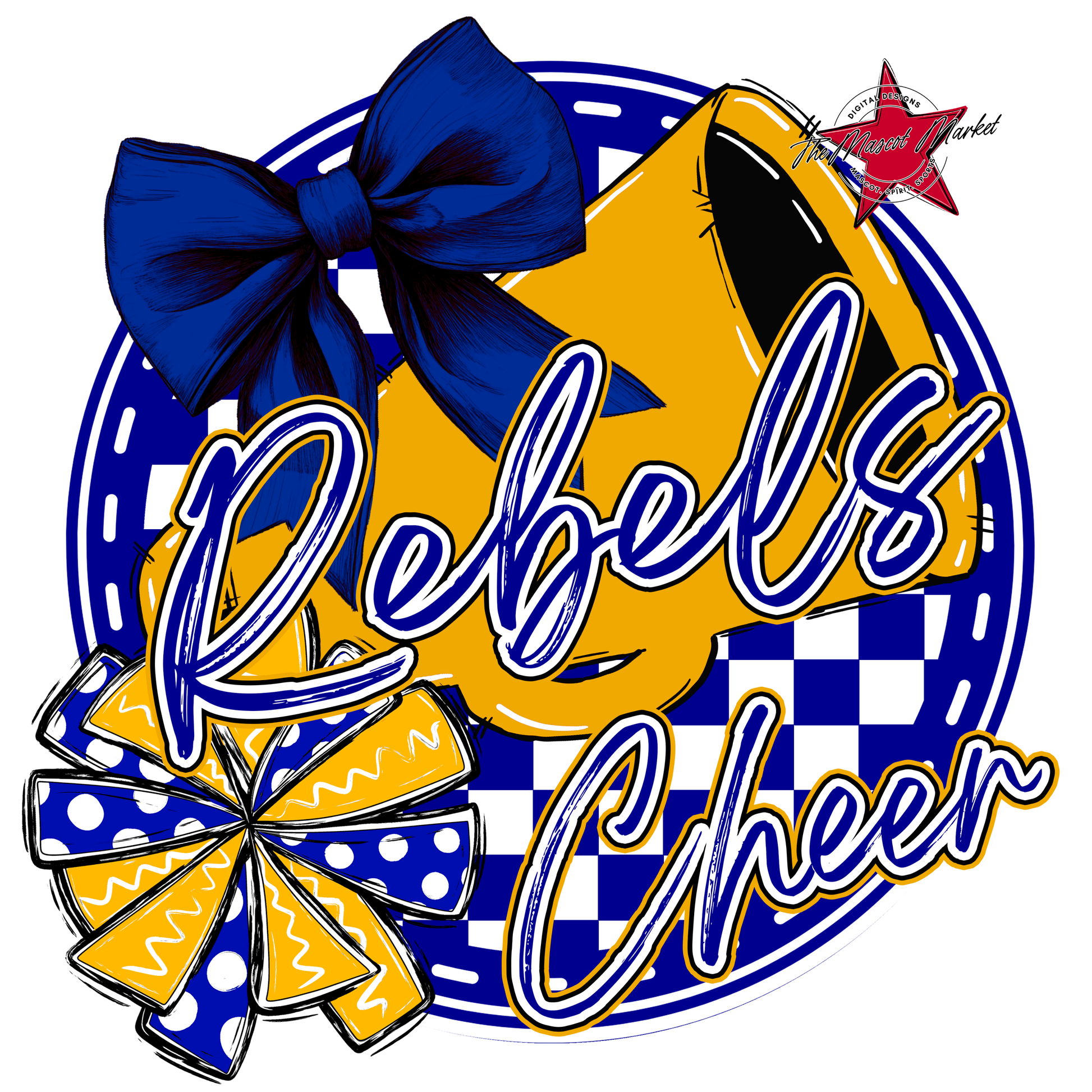Rebels Circle Cheer Design-Blue-Yellow