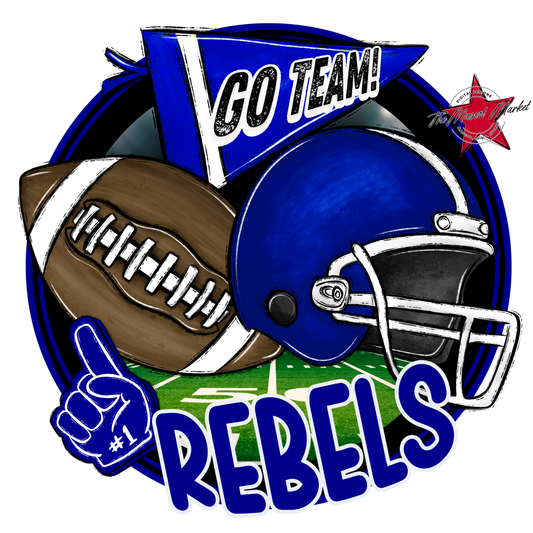 Rebels Circle Football Design-Blue
