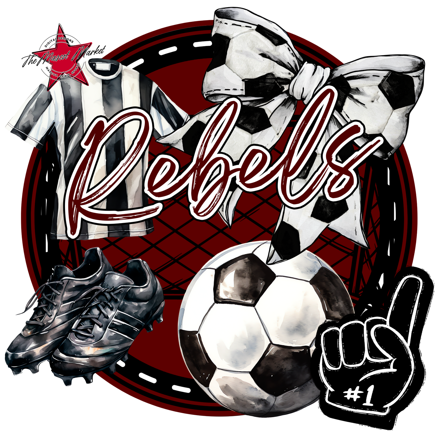 Rebels Circle Soccer Design-Maroon