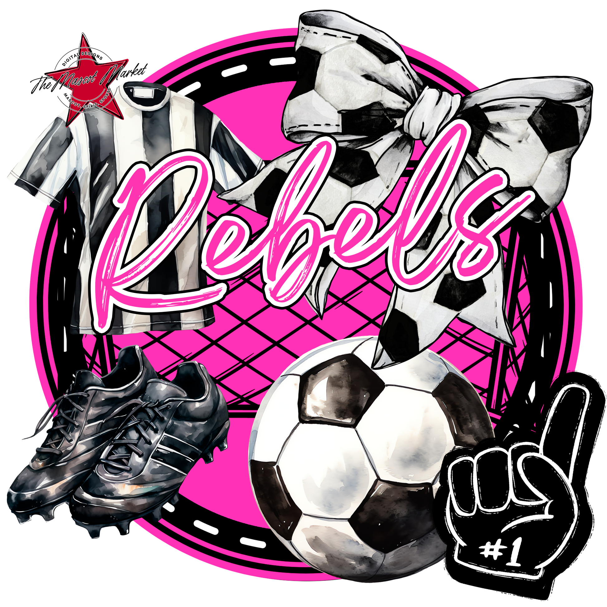 Rebels Circle Soccer Design-Pink