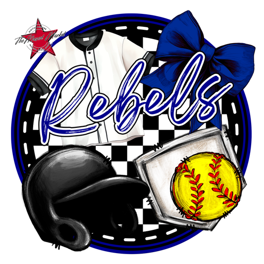 Rebels Circle Softball Design-Blue