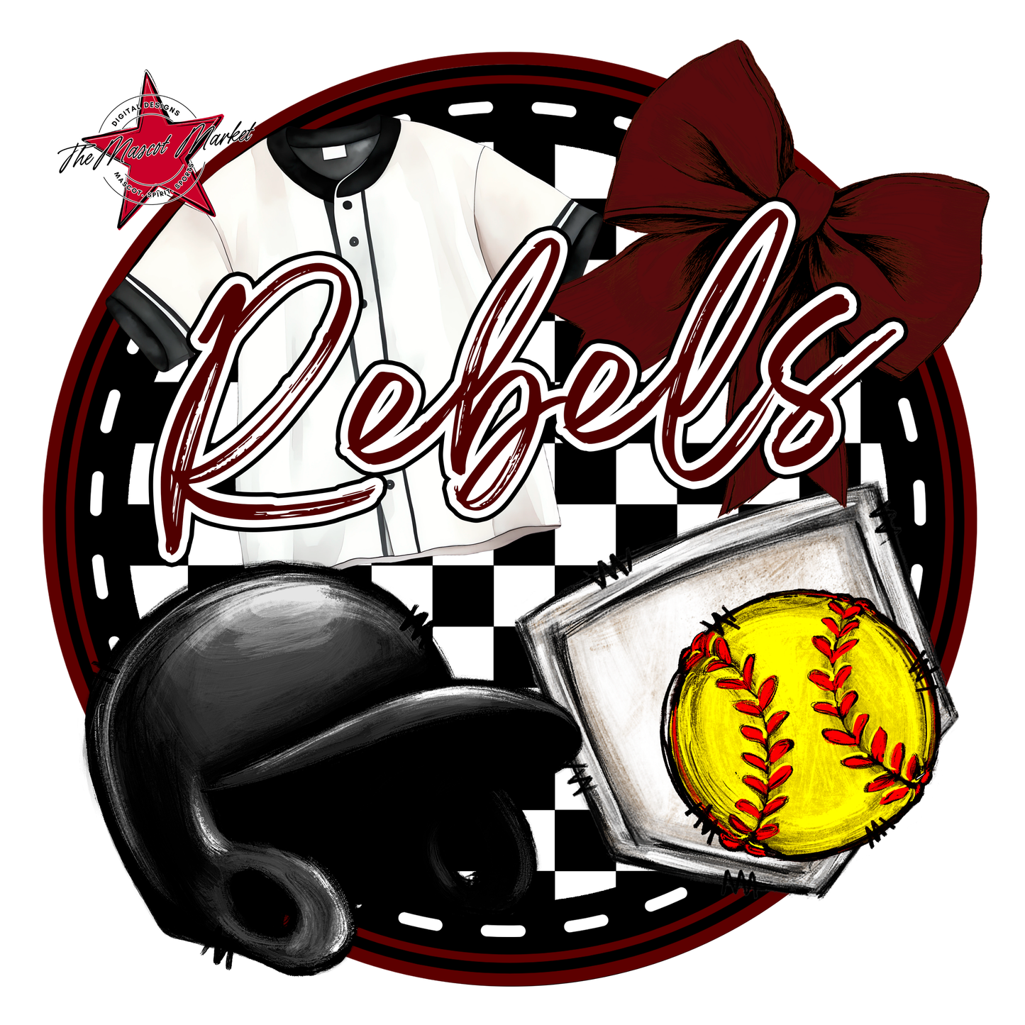 Rebels Circle Softball Design-Maroon