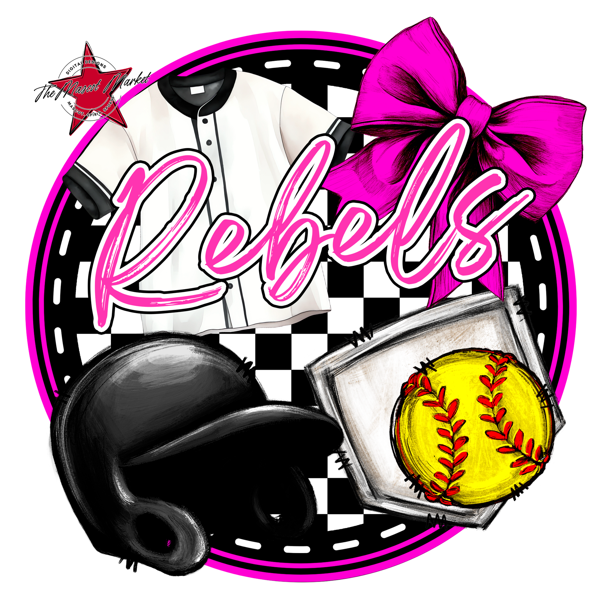 Rebels Circle Softball Design-Pink