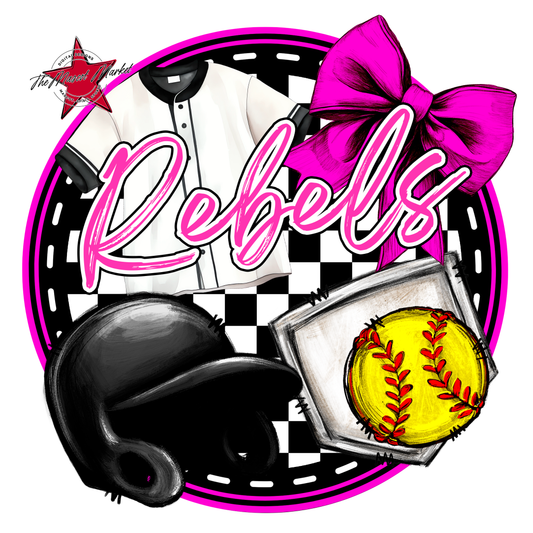 Rebels Circle Softball Design-Pink