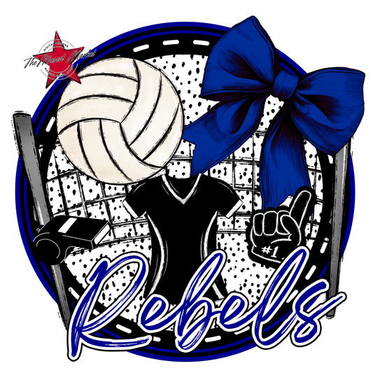 Rebels Circle Volleyball Design-Blue