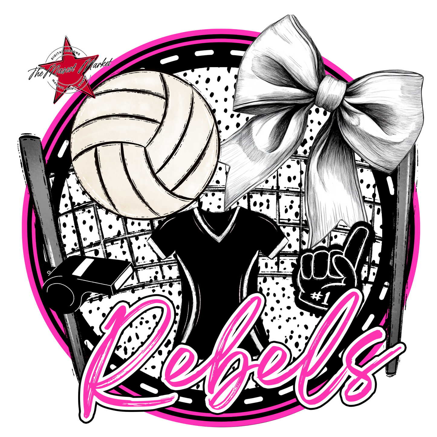 Rebels Circle Volleyball Design-Pink