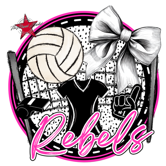 Rebels Circle Volleyball Design-Pink