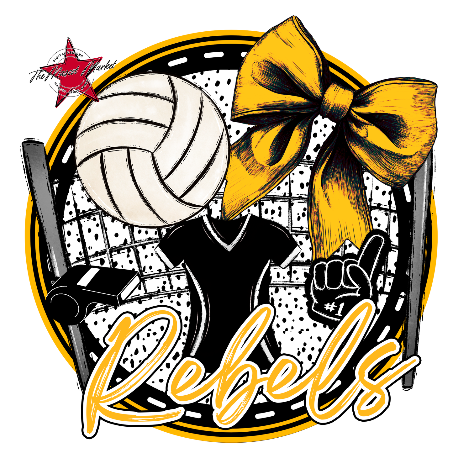 Rebels Circle Volleyball Design-Yellow