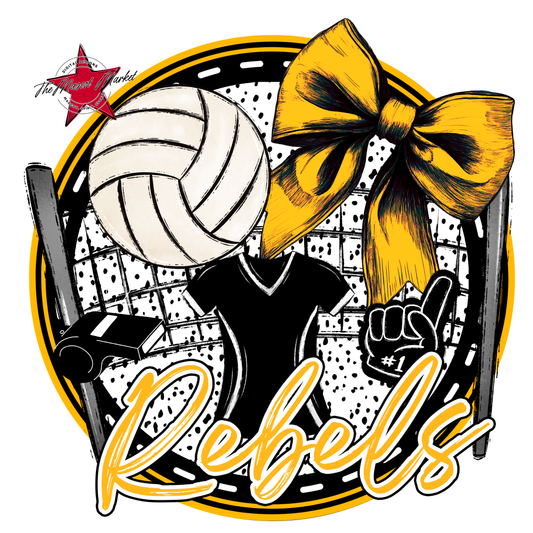 Rebels Circle Volleyball Design-Yellow