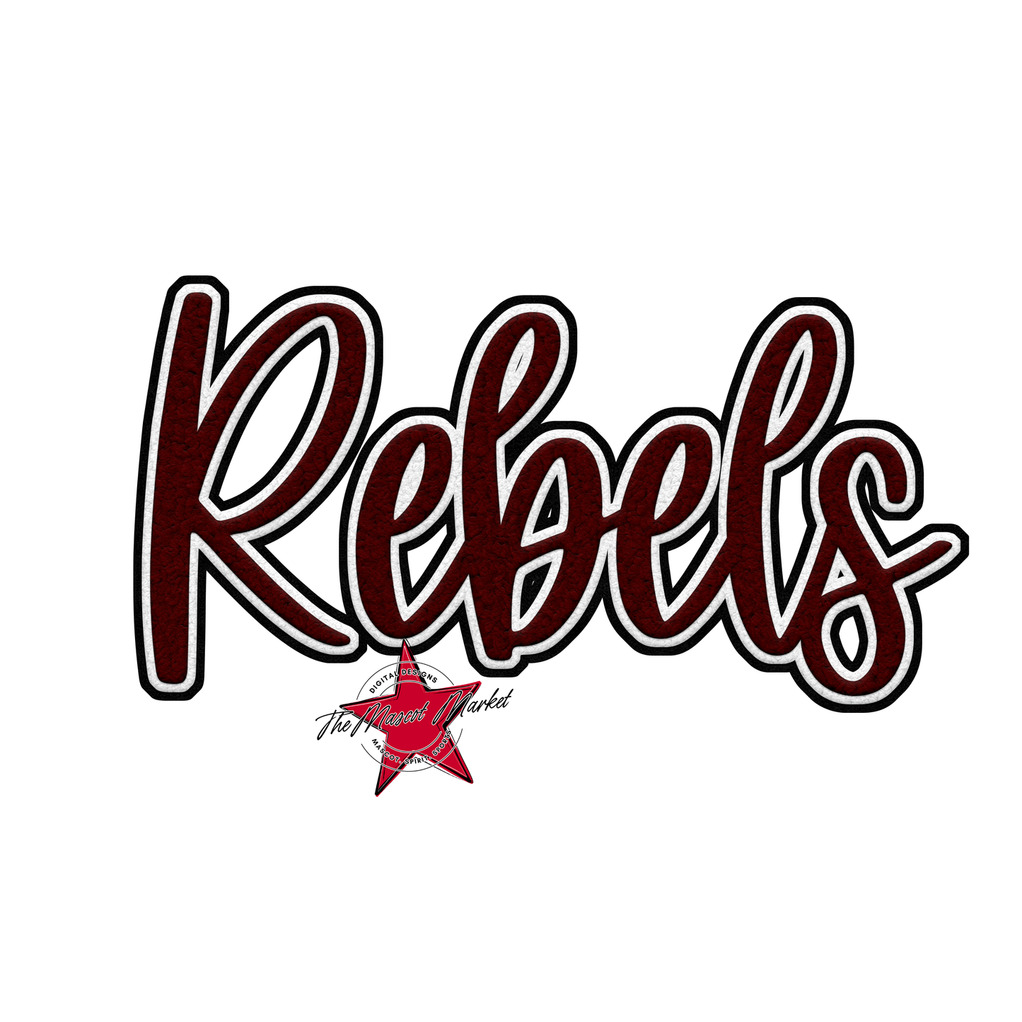 Rebels Faux Chenille Patch-Maroon