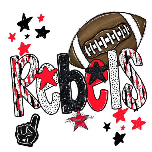 Rebels Football Scrape-Bright Red