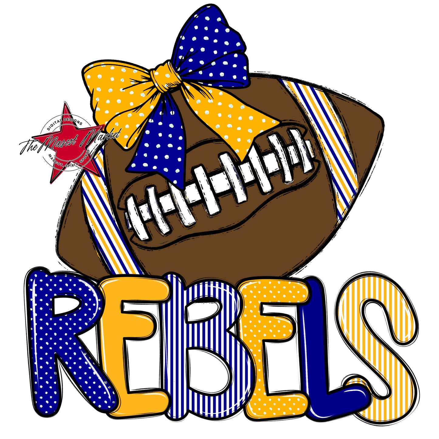 Rebels Football Spirit Design-Blue & Yellow