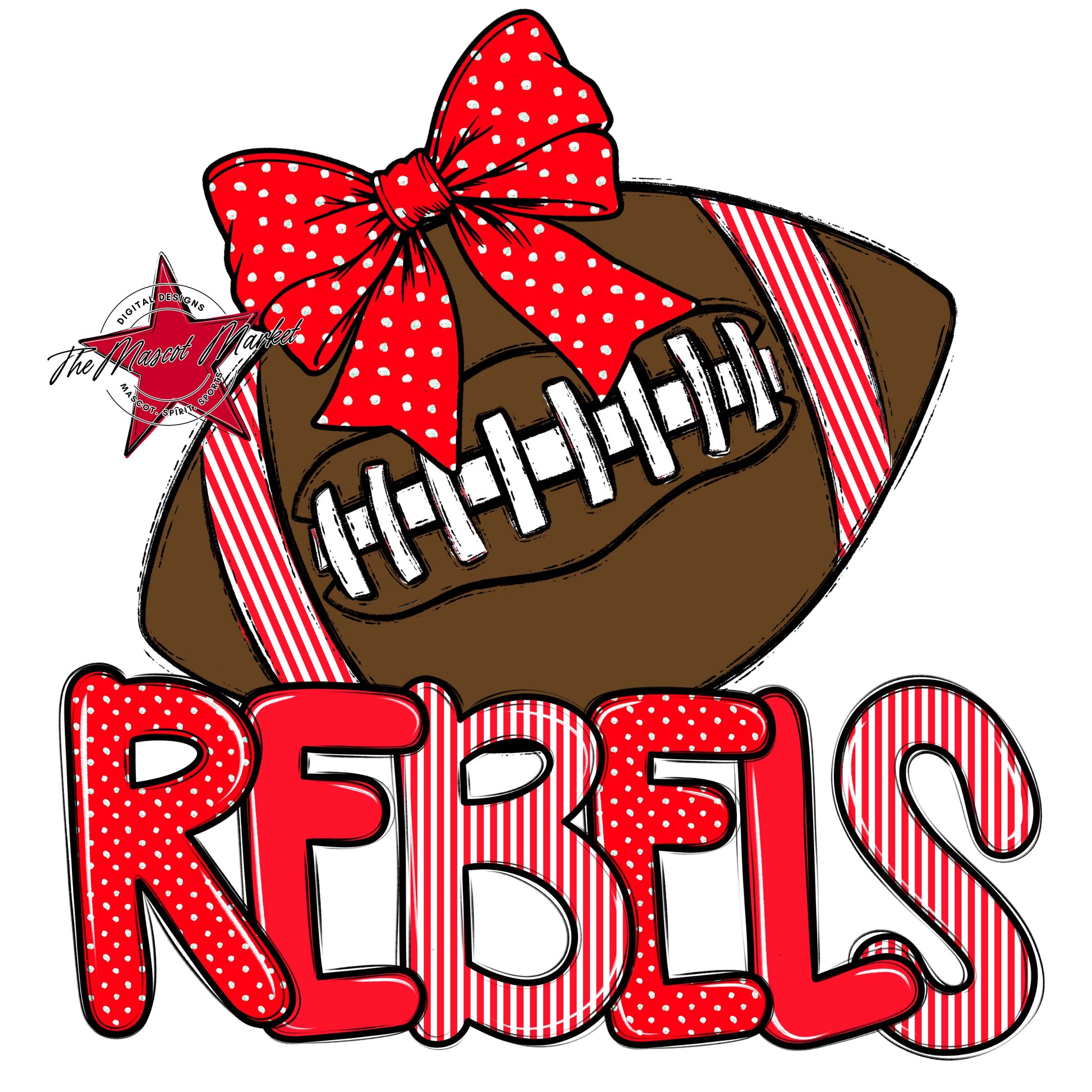Rebels Football Spirit Design-Bright Red