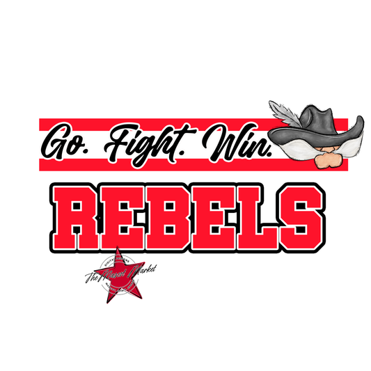 Rebels Go Fight Win Mascot Lines-Bright Red