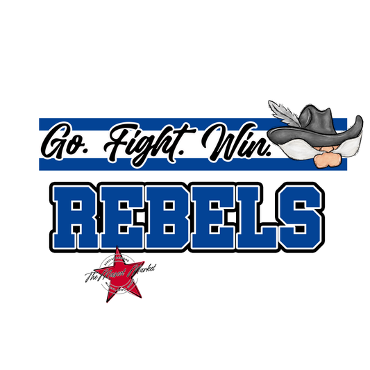 Rebels Go Fight Win Mascot Lines-Off Blue