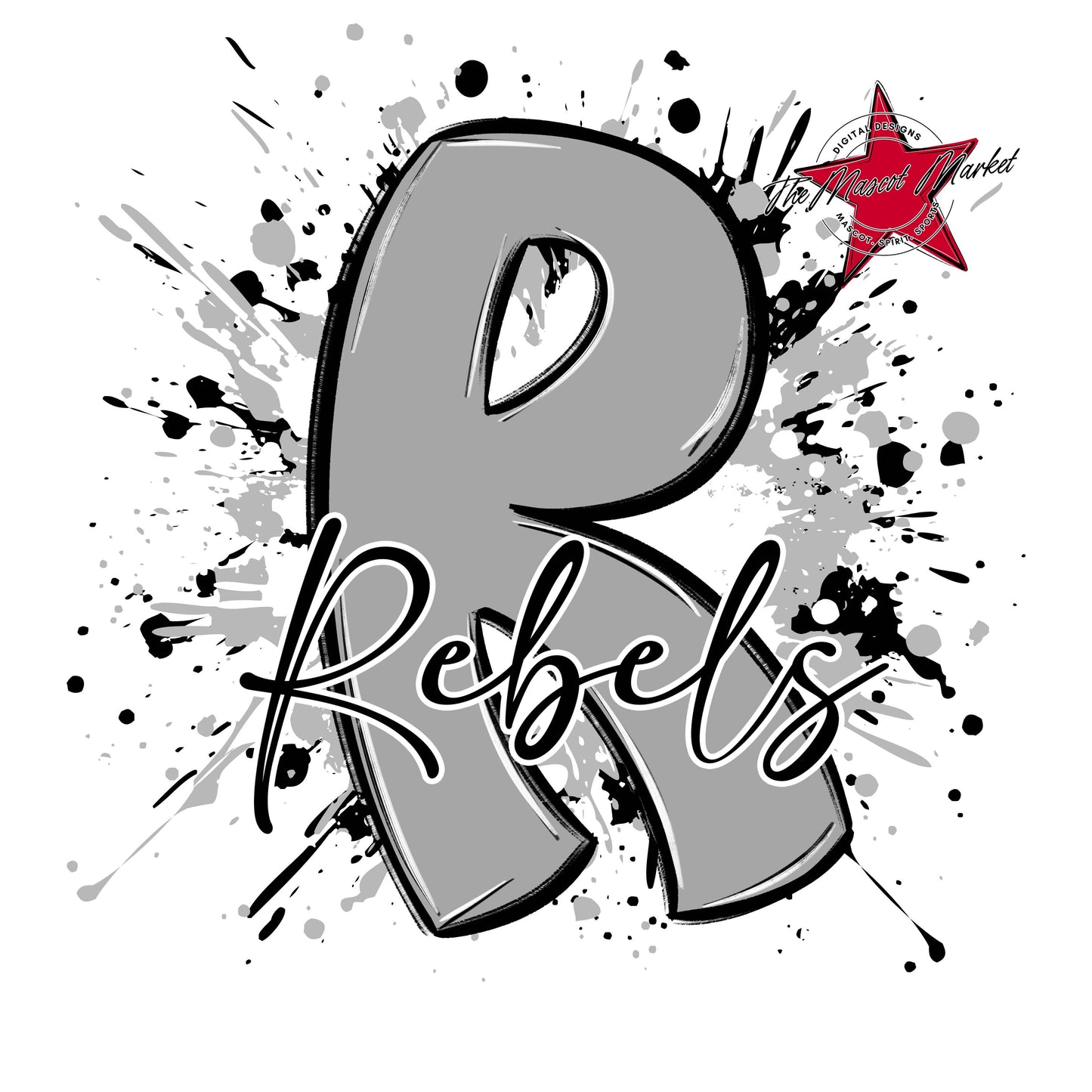 Rebels Mascot Splatter-Grey