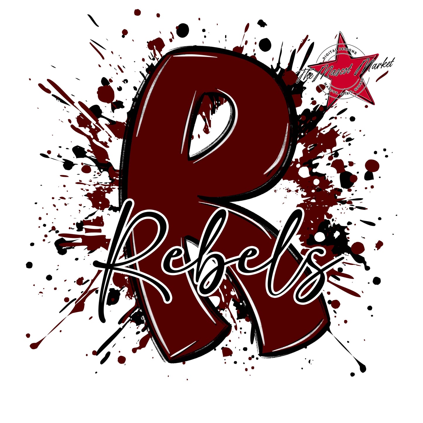 Rebels Mascot Splatter-Maroon