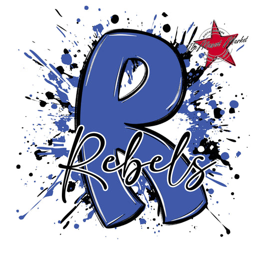 Rebels Mascot Splatter-Off Blue
