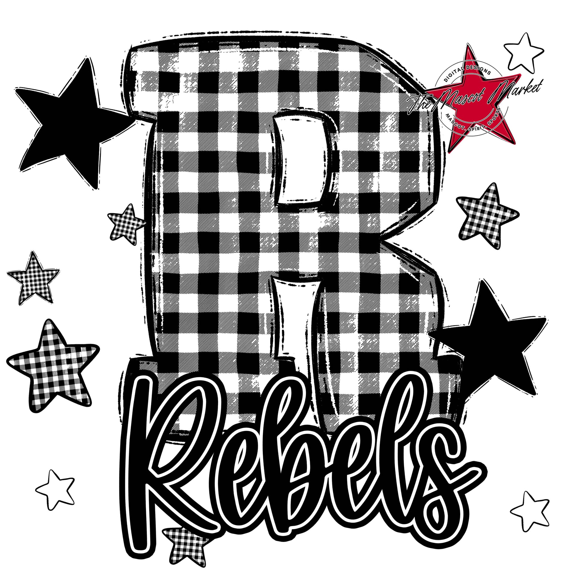 Rebels Plaid Star Design-Black