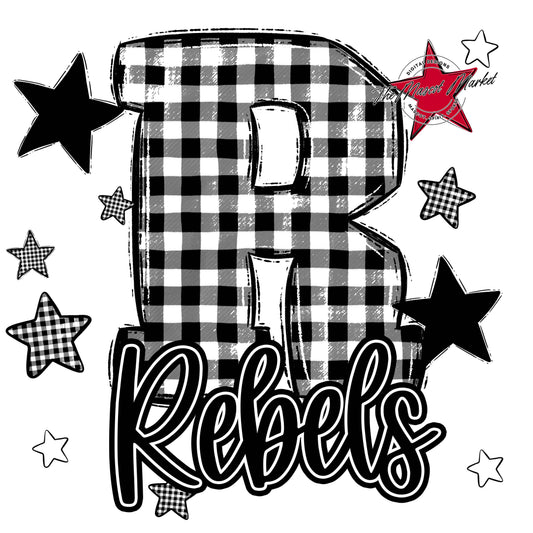 Rebels Plaid Star Design-Black