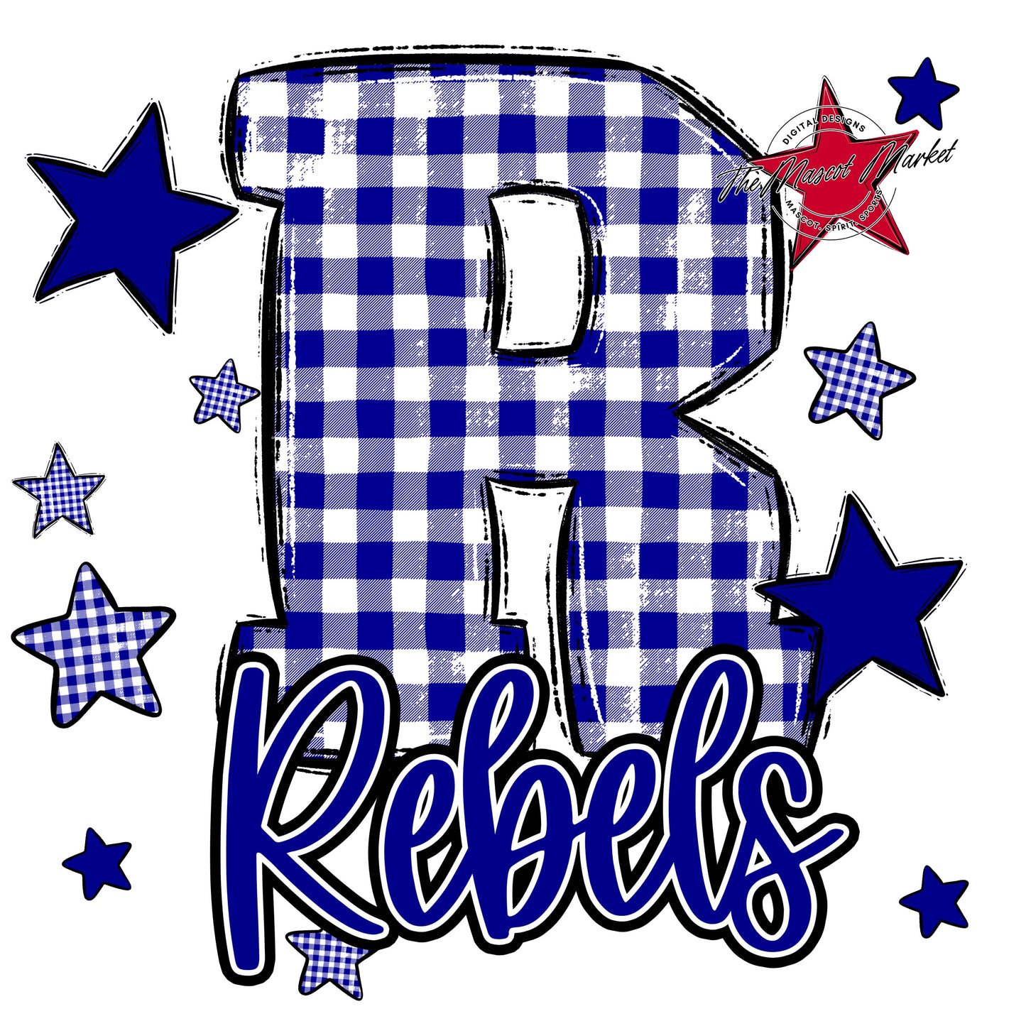 Rebels Plaid Star Design-Blue