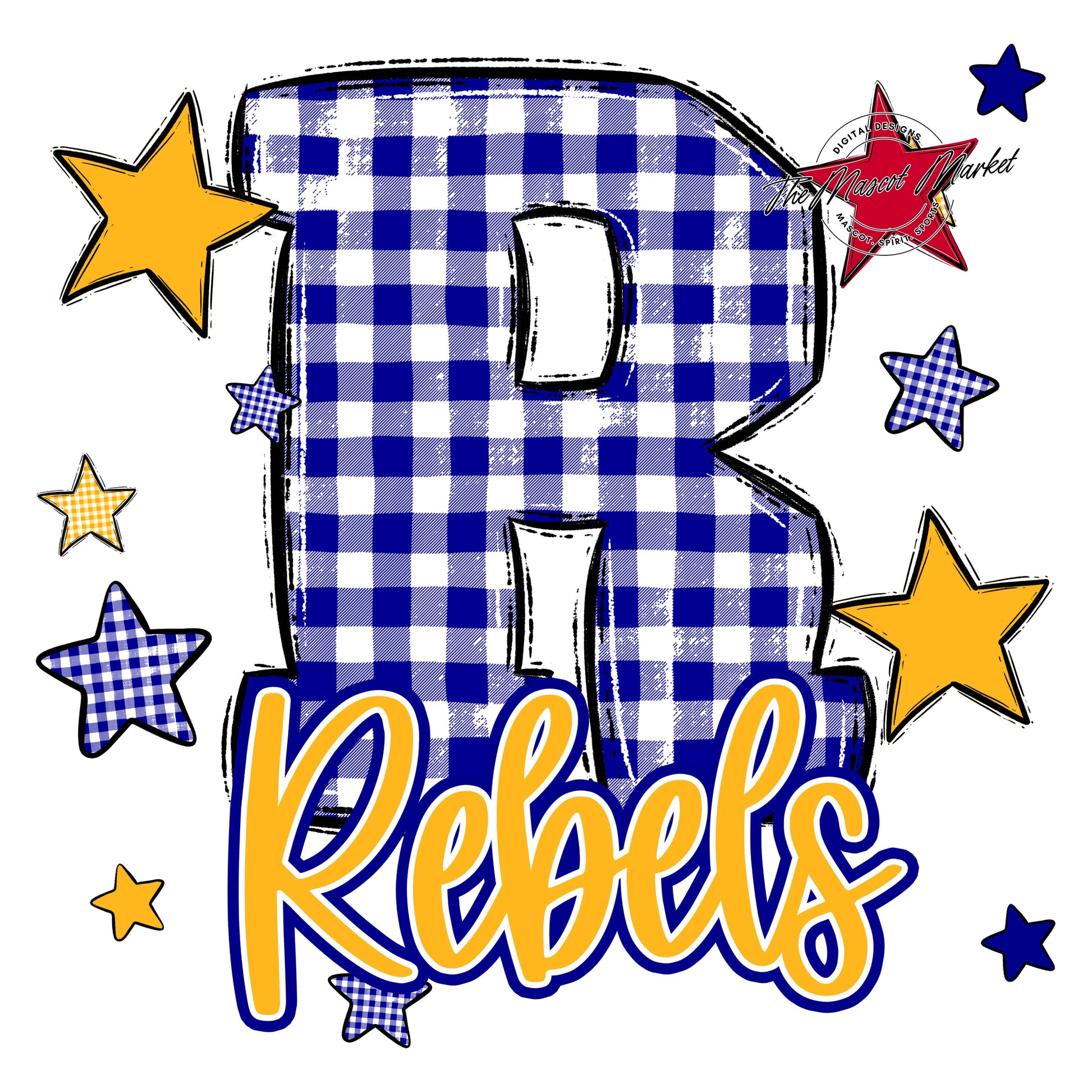 Rebels Plaid Star Design-Blue & Yellow
