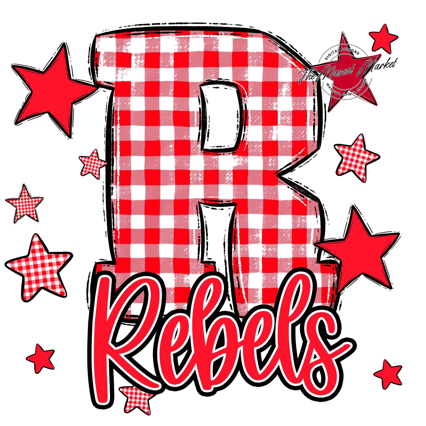 Rebels Plaid Star Design-Bright Red