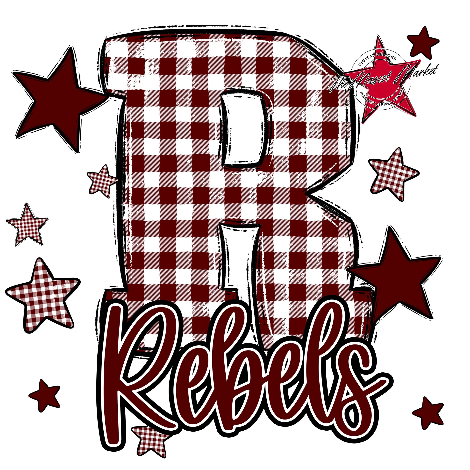 Rebels Plaid Star Design-Maroon