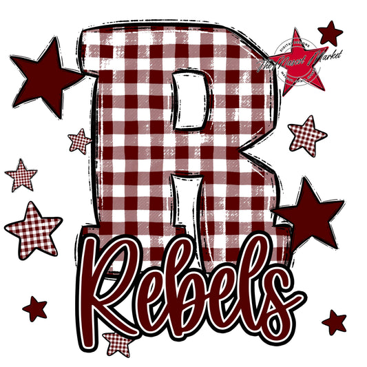 Rebels Plaid Star Design-Maroon