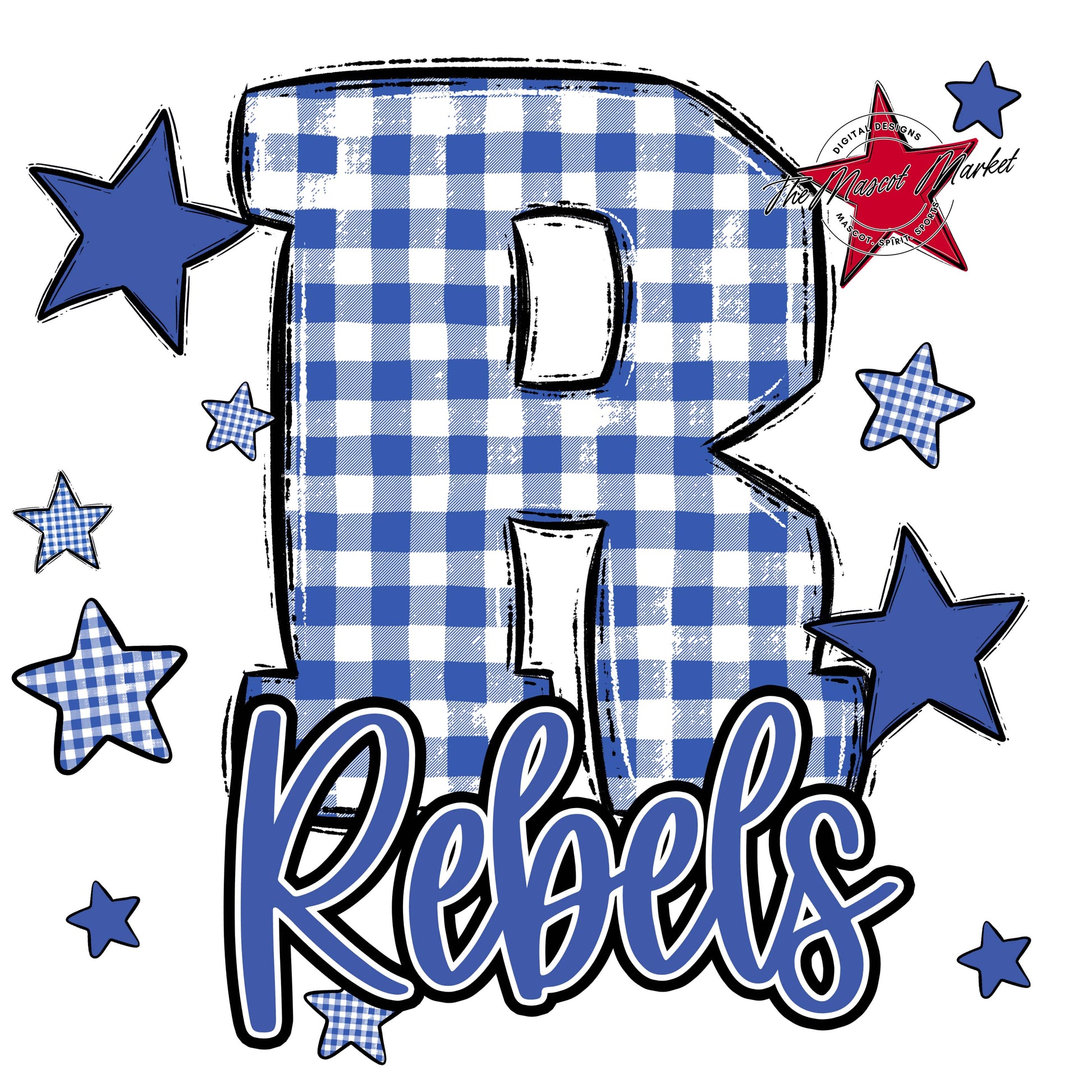 Rebels Plaid Star Design-Off Blue