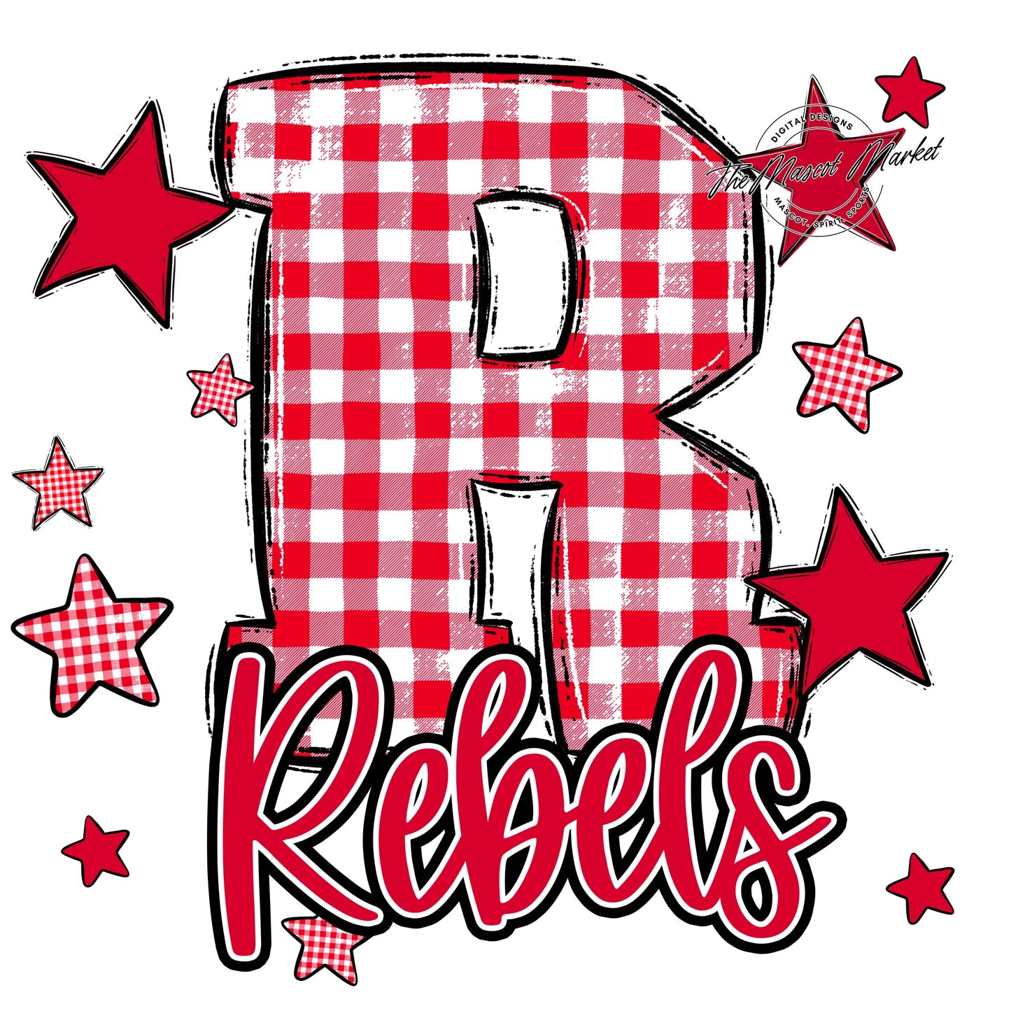 Rebels Plaid Star Design-Red