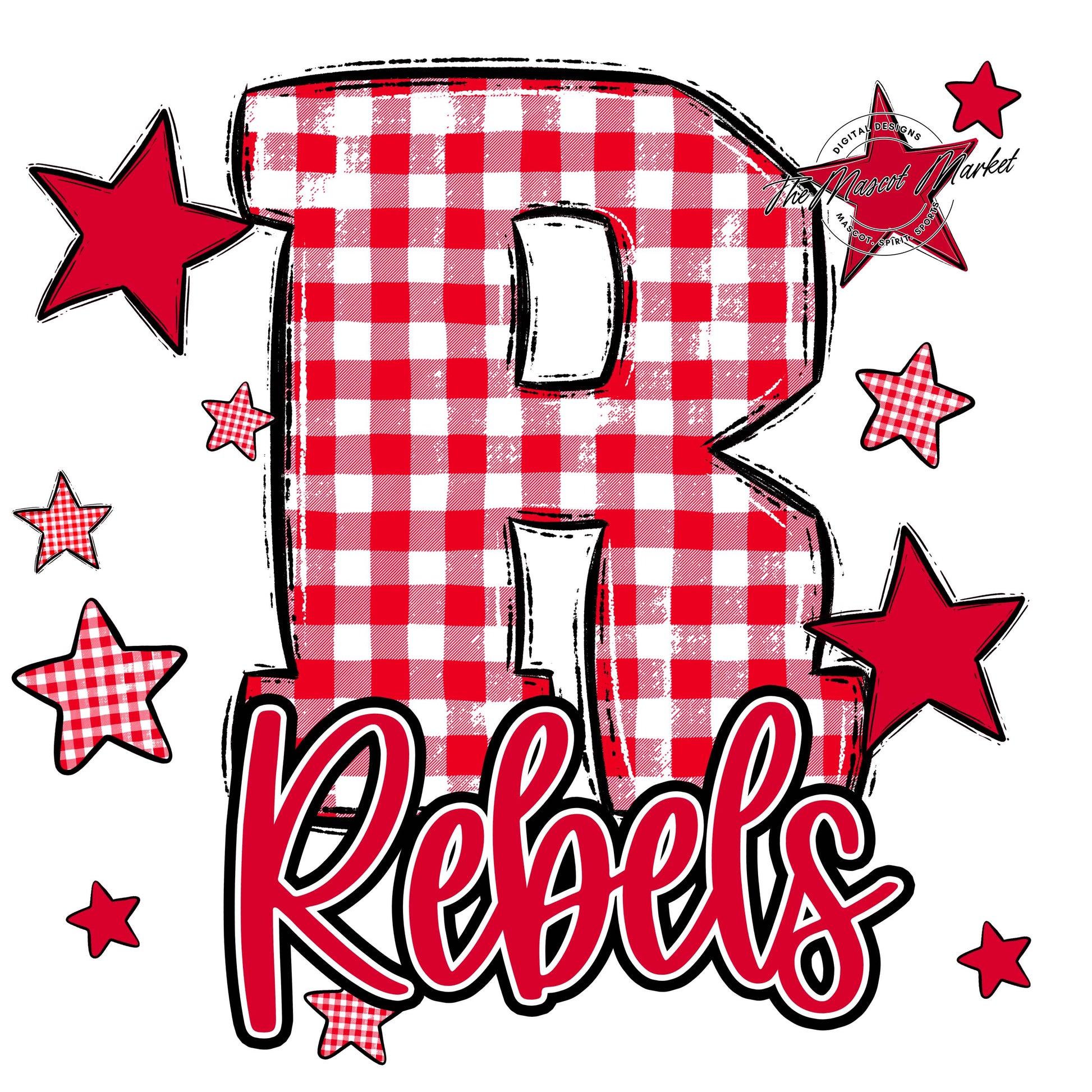 Rebels Plaid Star Design-Red