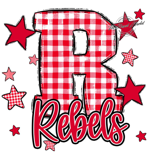 Rebels Plaid Star Design-Red