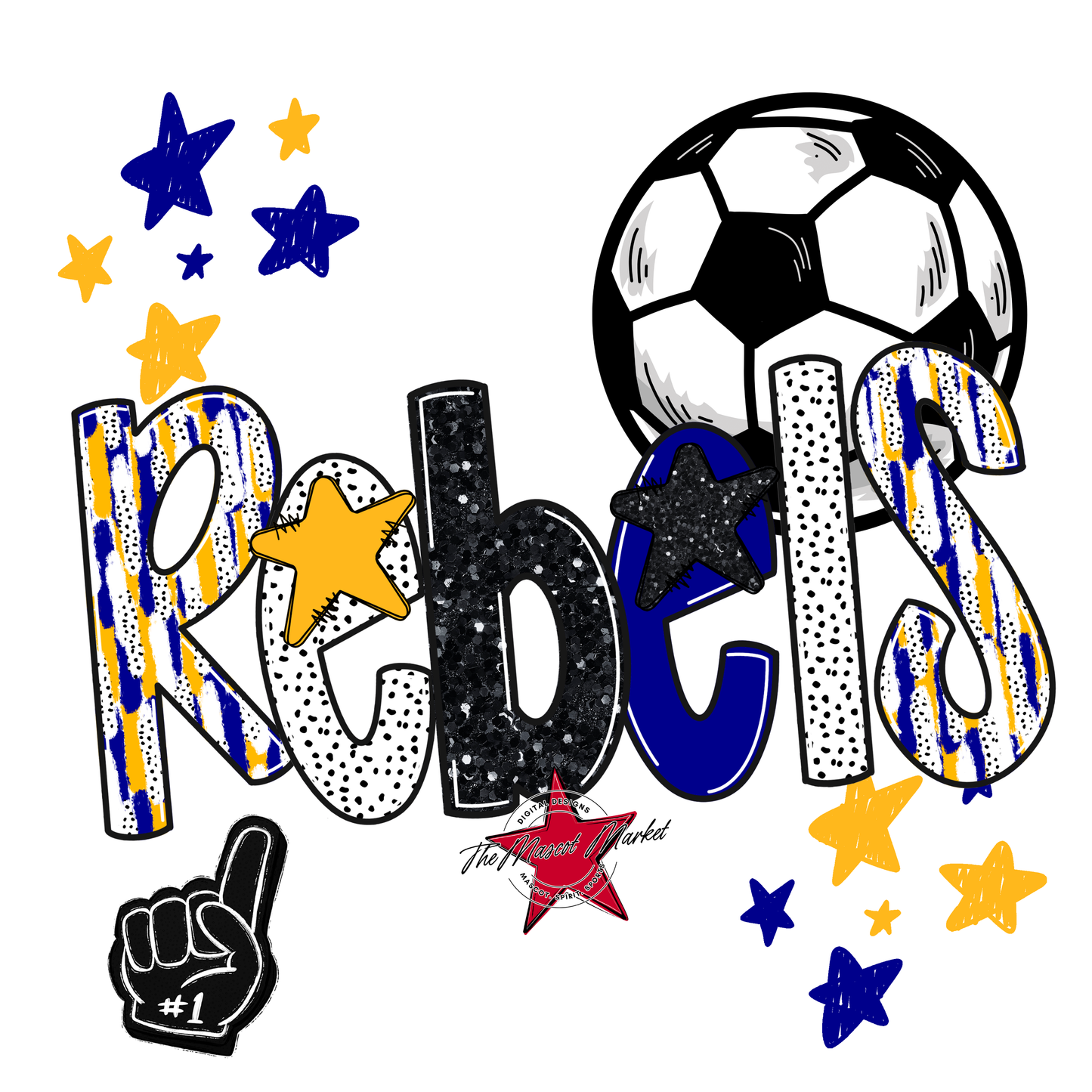 Rebels Soccer Scrape-Blue-Yellow